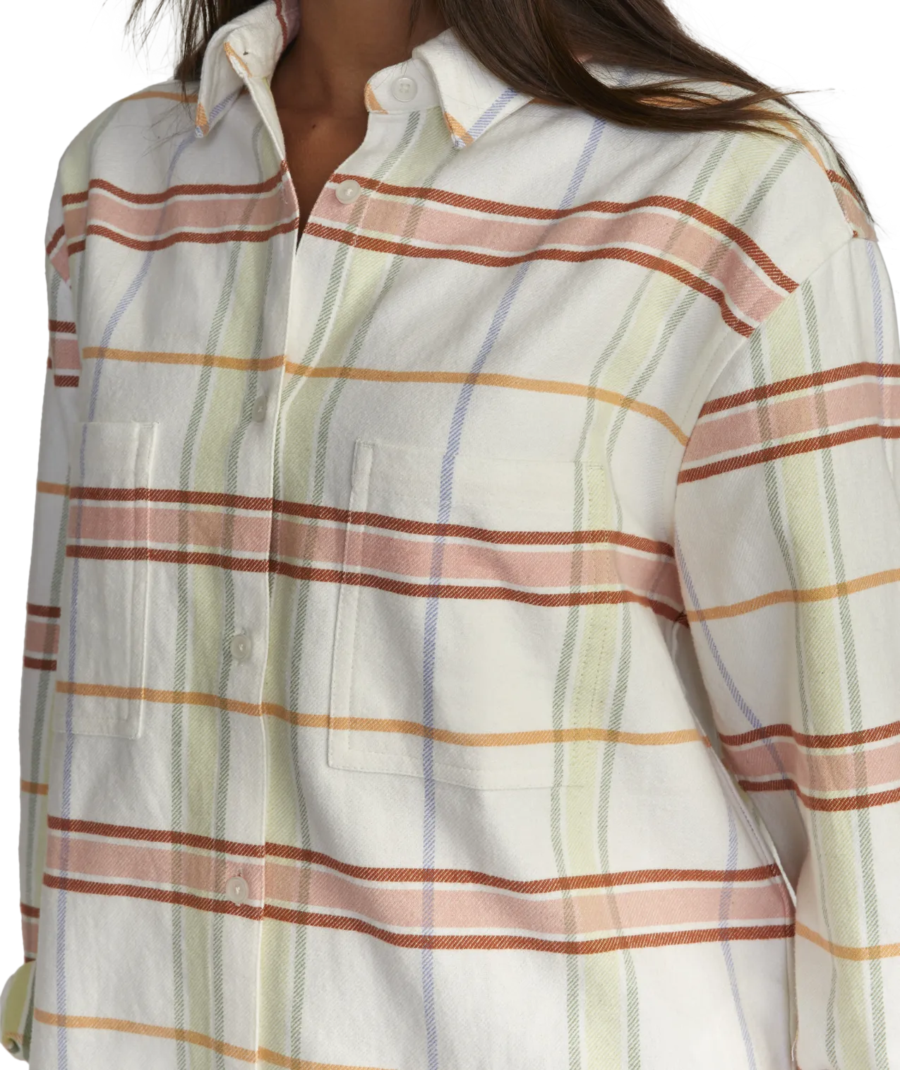 RVCA Rush Flannel L/S Shirt-Whisper White