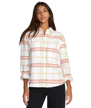 RVCA Rush Flannel L/S Shirt-Whisper White