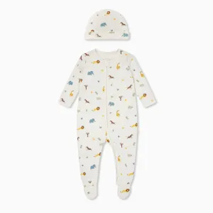 Safari Clever Zip Baby Pajamas & Hat Set