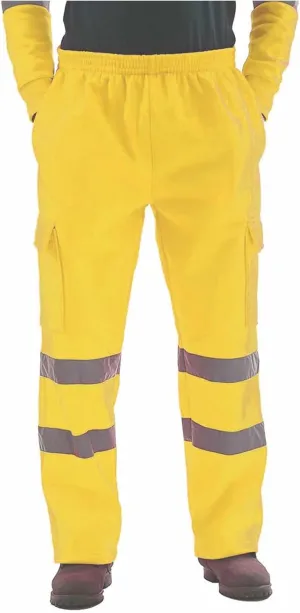 Safety Pants for Men Reflective High Visibility Cargo Pants Class Hi-Vis Workwear Work Trousers with Multiple Pockets