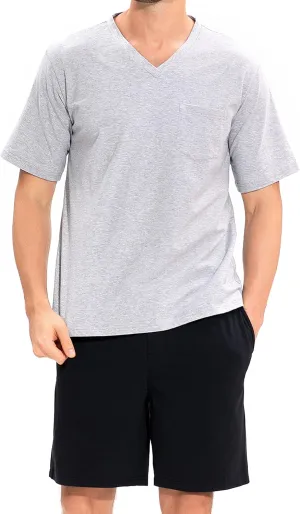 SANQIANG Lightweight Soft Cotton Spandex Stretchy Long/Short Pajamas Set for Men 2 Pieces Casual Men's Sleepwear S-XXL