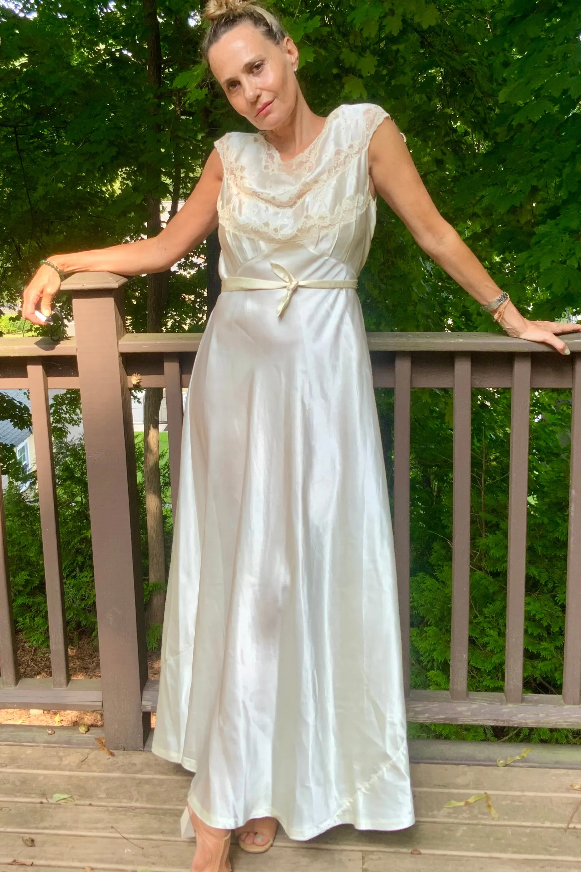 Satin Bridal Nightgown - 50s