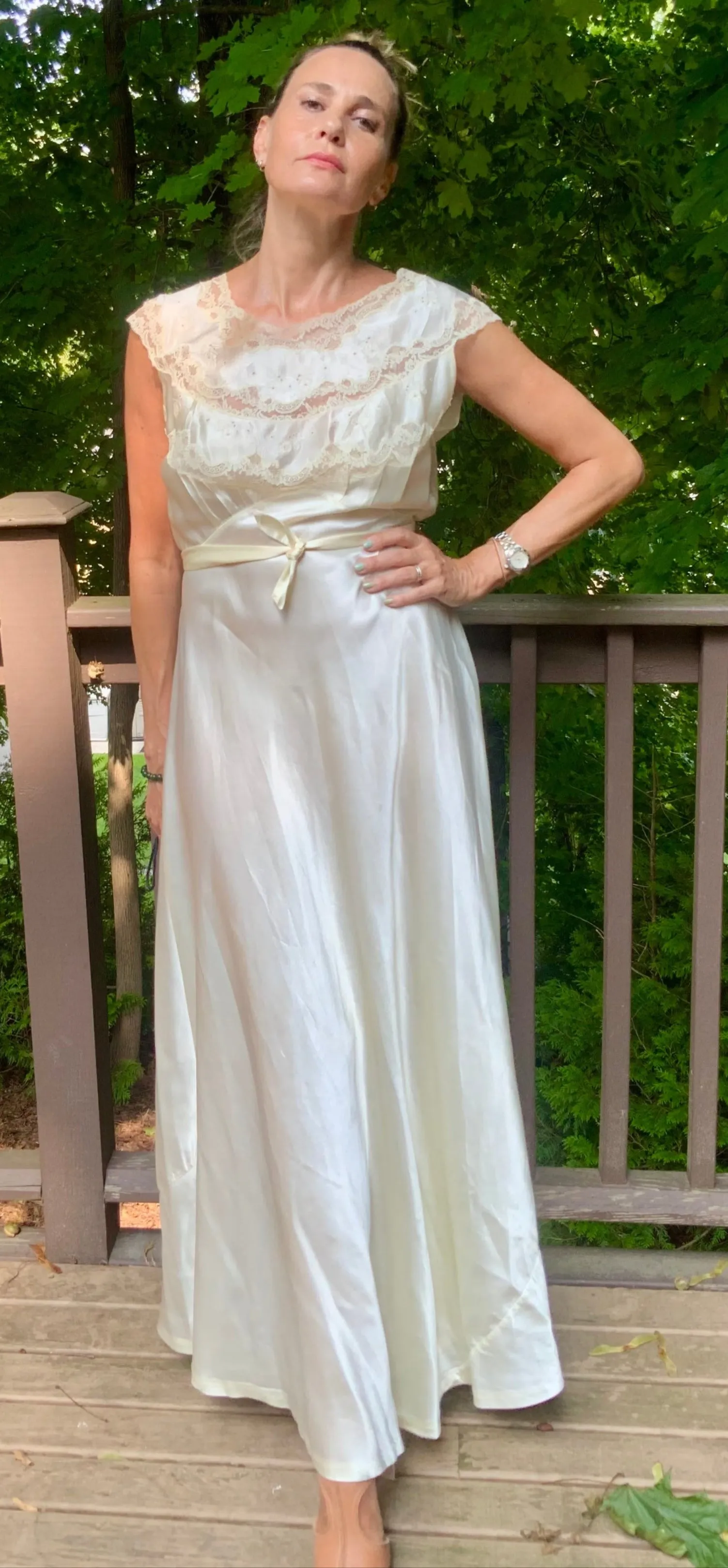 Satin Bridal Nightgown - 50s
