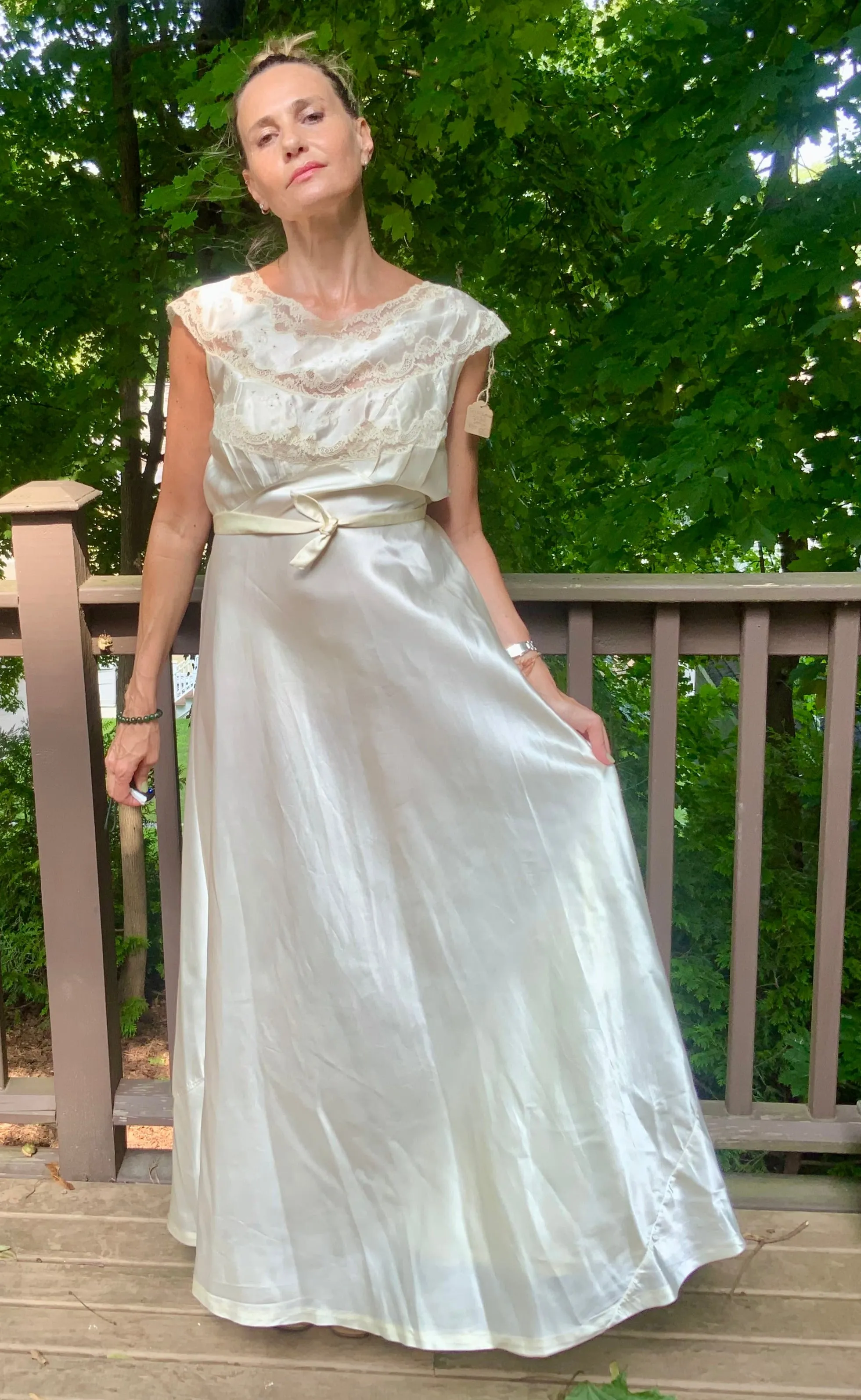 Satin Bridal Nightgown - 50s