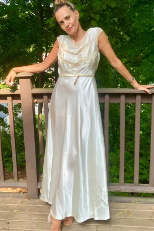 Satin Bridal Nightgown - 50s