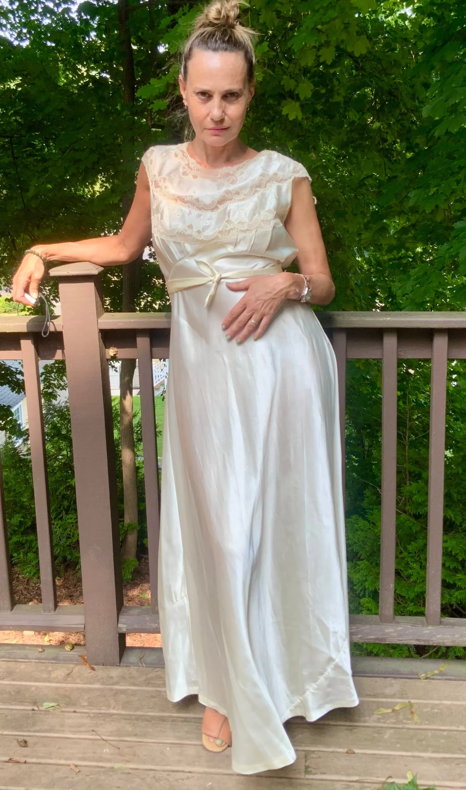 Satin Bridal Nightgown - 50s