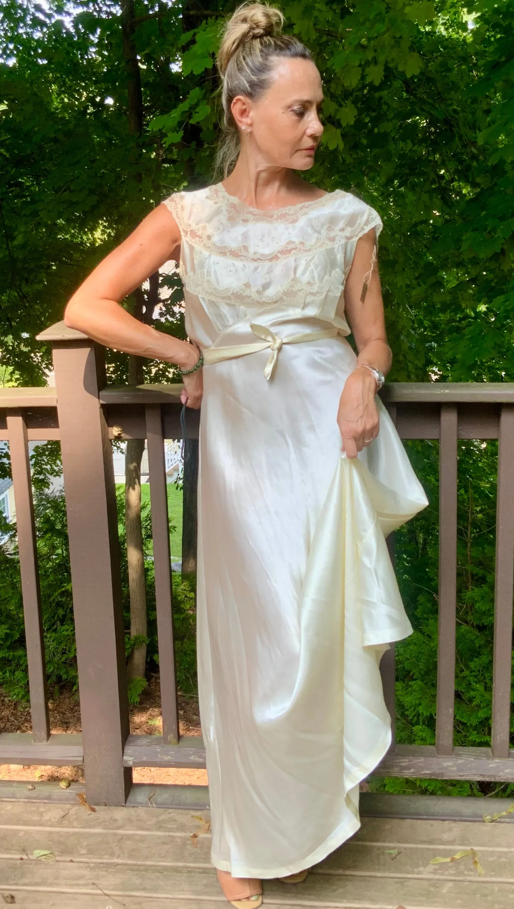 Satin Bridal Nightgown - 50s