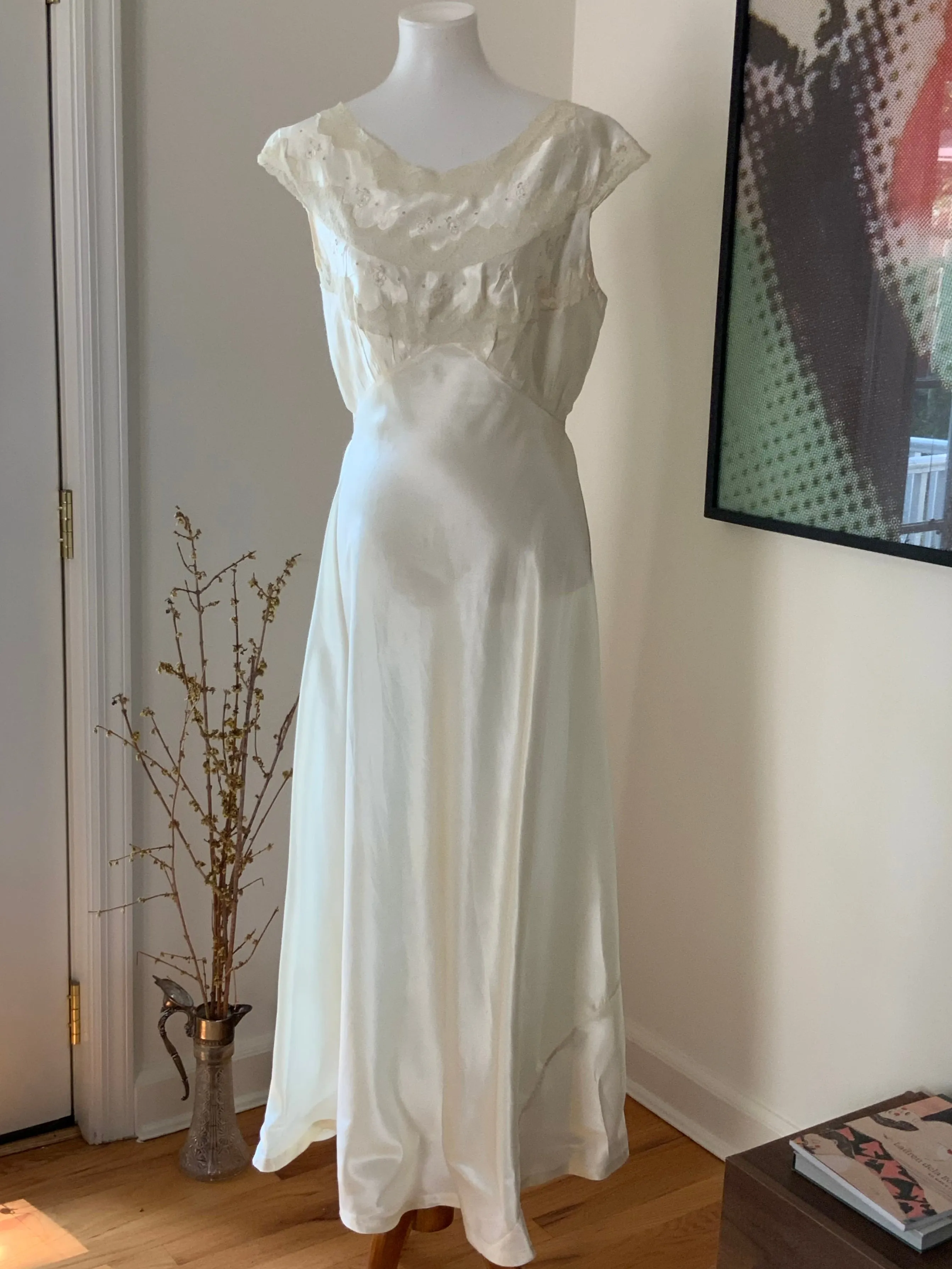 Satin Bridal Nightgown - 50s