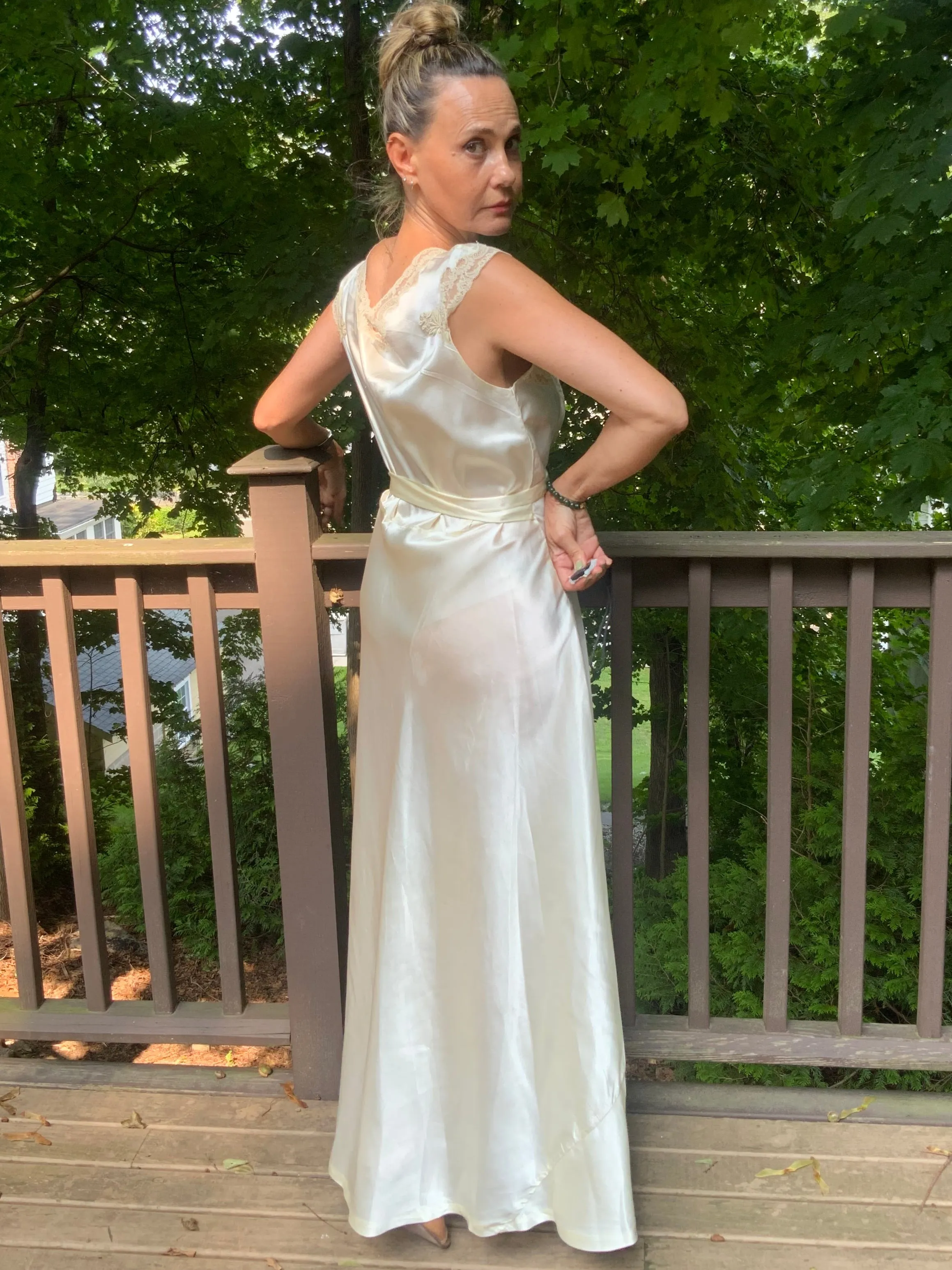 Satin Bridal Nightgown - 50s