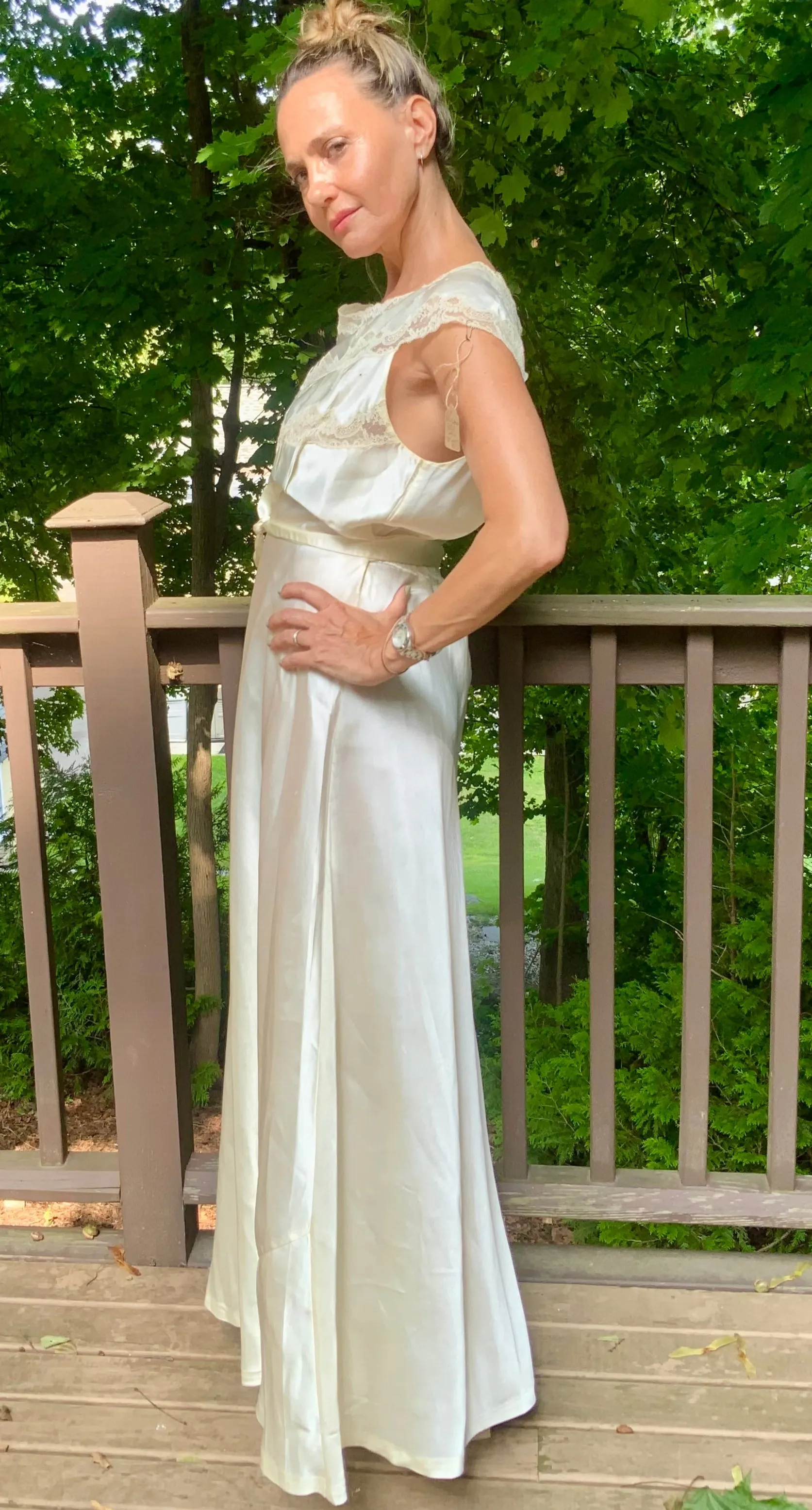 Satin Bridal Nightgown - 50s