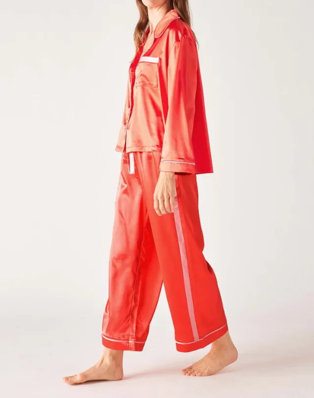 Satin Sailor Pajama Set in Sunset