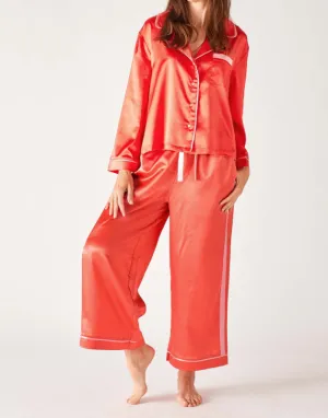 Satin Sailor Pajama Set in Sunset