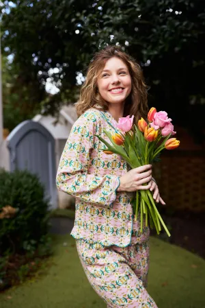 Scalloped Pajama Set Long - English Gardens Lavender