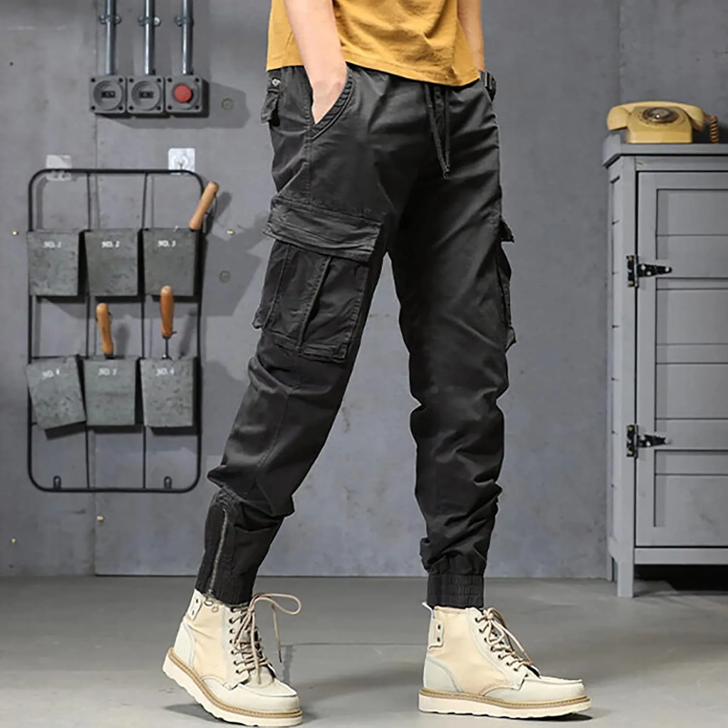 sdbrld Cargo Pants For Men Mens Ripstop Tactical Pants Lightweight Trendy Outdoor Hiking Water Resistant Pants with Pockets