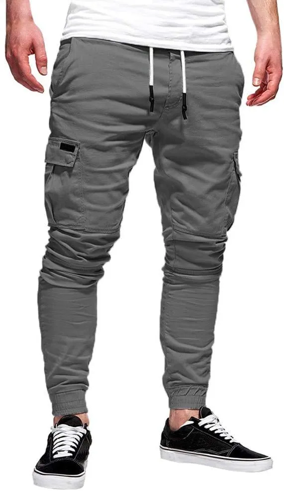 sdbrld Cargo Pants For Men Mens Trendy Outdoor Hiking Joggers Solid Drawstring Recreation Fitness Cargo Pants with Pocket