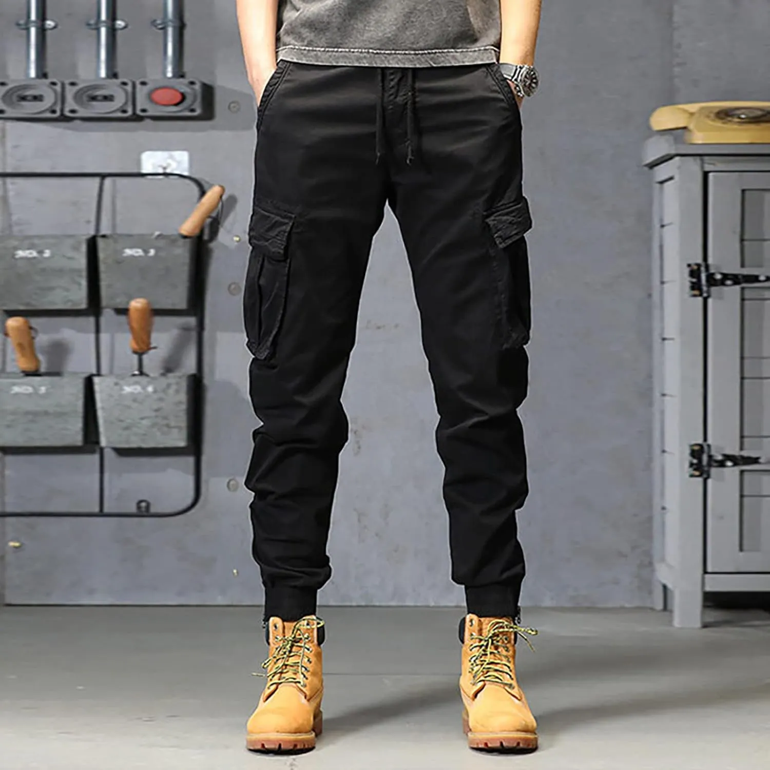 sdbrld Cargo Pants For Men Mens Trendy Ripstop Tactical Pants Lightweight Outdoor Hiking Water Resistant Pants with Pockets