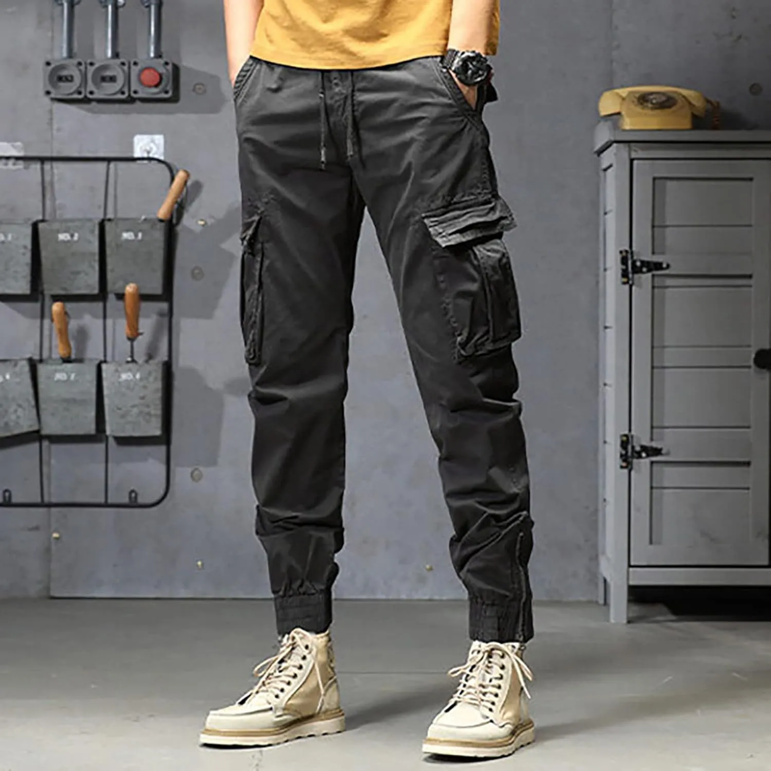 sdbrld Cargo Pants For Men Mens Trendy Ripstop Tactical Pants Lightweight Outdoor Hiking Water Resistant Pants with Pockets