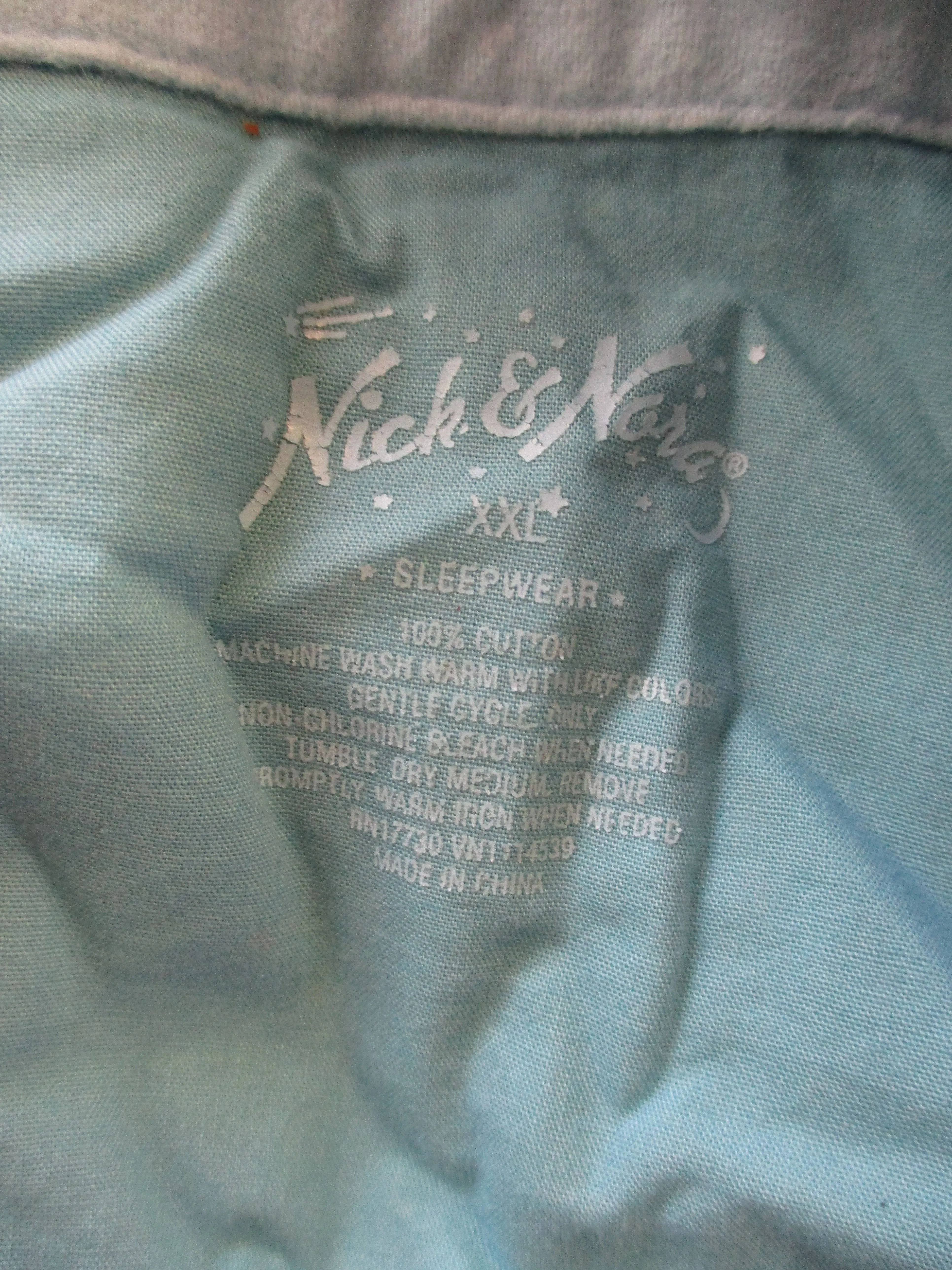 Set NICK & NORA SOCK MONKEY Flannel Pajamas PJs Sleepwear Lounge XXL BLUE