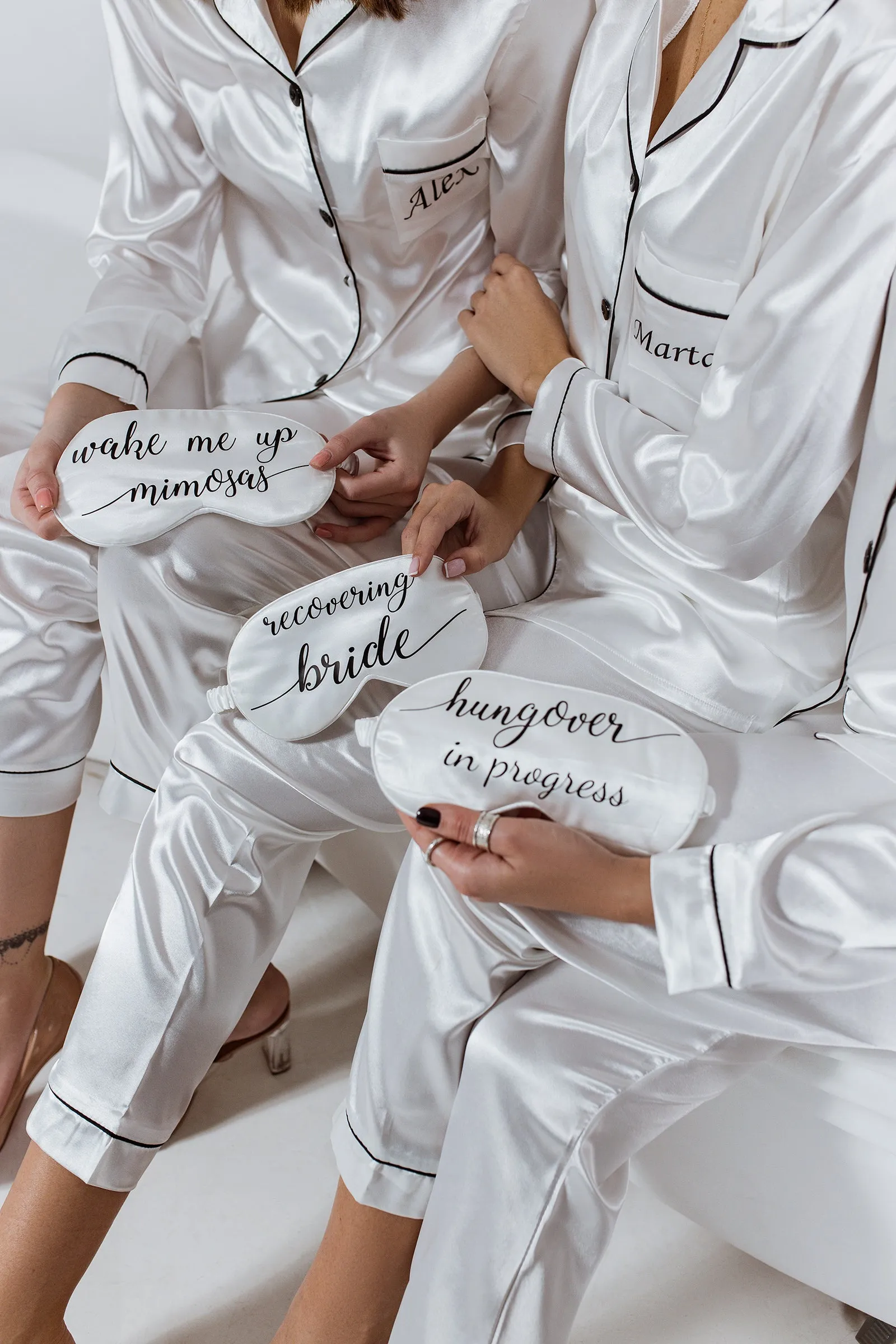 Set of 13 Bridesmaids Pajamas, Custom Wedding Satin Pajamas  - Long   Long