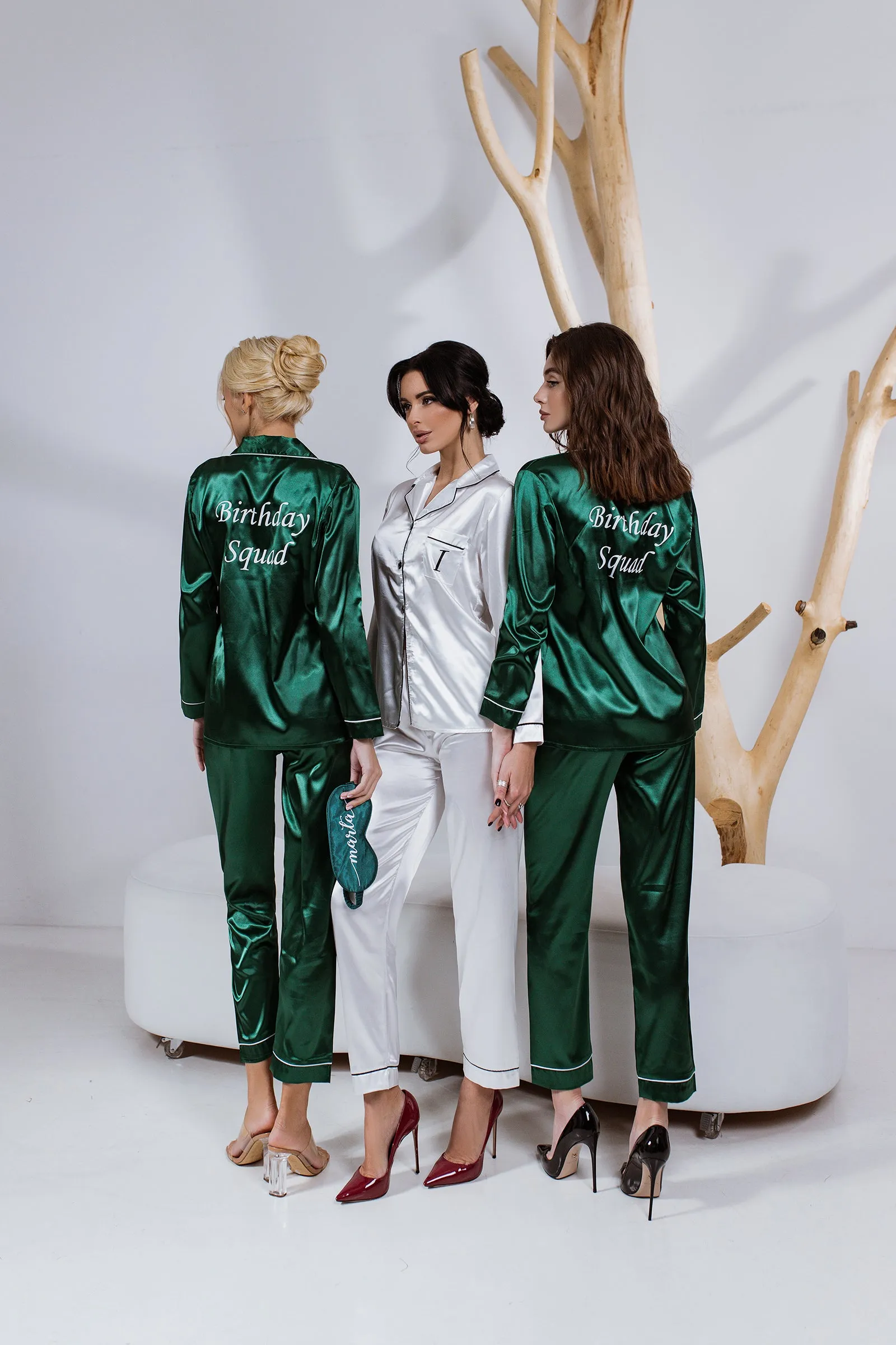 Set of 13 Bridesmaids Pajamas, Custom Wedding Satin Pajamas  - Long   Long