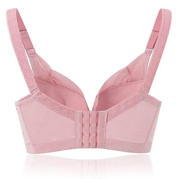 Sexy Deep V Embroidery Ultrathin Bras Gather Push Up Underwire Brassiere