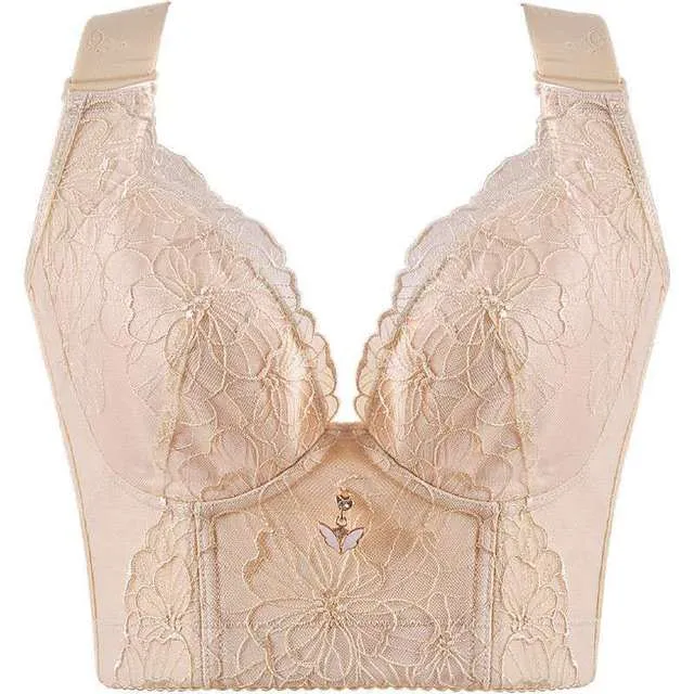 Sexy Embroidery Bra for Women – Lace Bralette, Thin Push-Up, Backless, Plus Size Solid Bra, C-D Cup Lingerie
