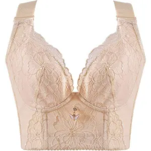 Sexy Embroidery Bra for Women – Lace Bralette, Thin Push-Up, Backless, Plus Size Solid Bra, C-D Cup Lingerie