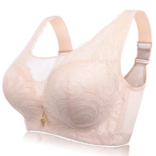 Sexy Lace Busty Full Coverage Wireless Gather Bando Bras