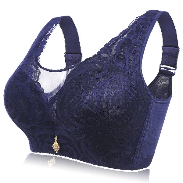 Sexy Lace Busty Full Coverage Wireless Gather Bando Bras