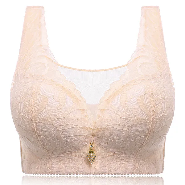 Sexy Lace Busty Full Coverage Wireless Gather Bando Bras