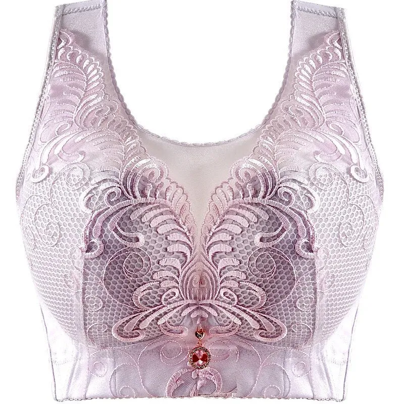 Sexy Push-Up Bra for Women – Plus Size Wireless Floral Embroidery Bralette (34-52 C D)