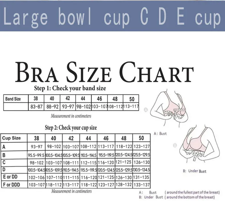 Sexy Push-Up Bra for Women – Plus Size Wireless Floral Embroidery Bralette (34-52 C D)