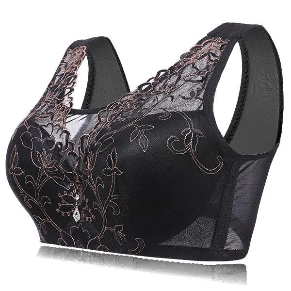 Sexy Push Up Full Coverage Embroidered Gather Bando Bras