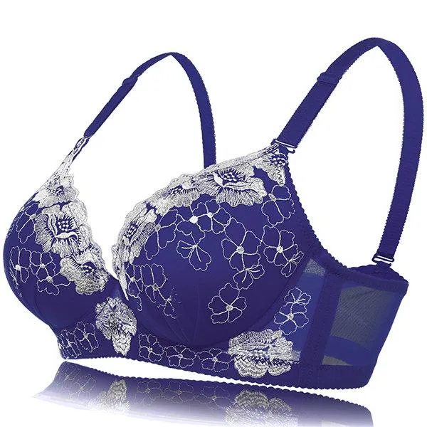 Sexy Push Up Lightly Lined Gather Breathable Embroidered Bras