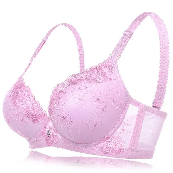 Sexy Push Up Lightly Lined Gather Breathable Embroidered Bras