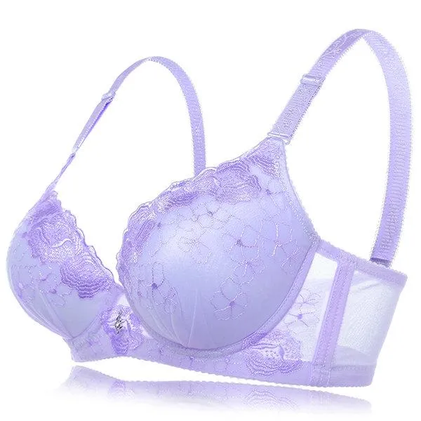 Sexy Push Up Lightly Lined Gather Breathable Embroidered Bras