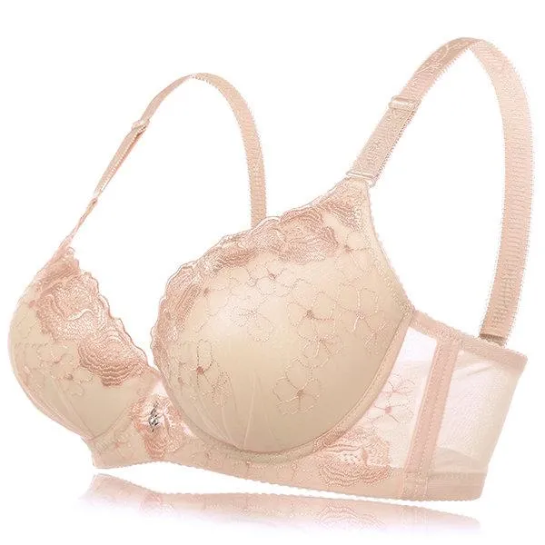 Sexy Push Up Lightly Lined Gather Breathable Embroidered Bras