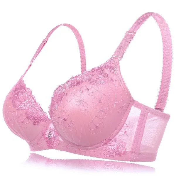 Sexy Push Up Lightly Lined Gather Breathable Embroidered Bras