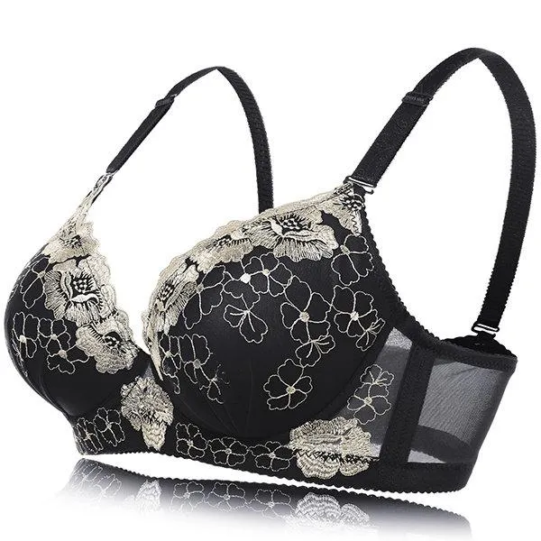 Sexy Push Up Lightly Lined Gather Breathable Embroidered Bras