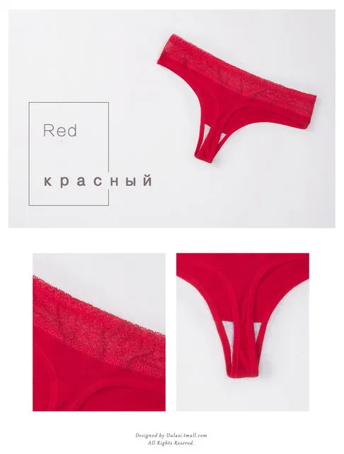 Sexy Women Cotton G String Thongs Panties Ladies' Seamless Female Underwear Lace Thong Briefs Low Waist T-back