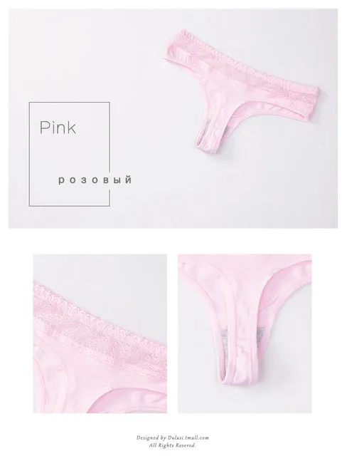 Sexy Women Cotton G String Thongs Panties Ladies' Seamless Female Underwear Lace Thong Briefs Low Waist T-back
