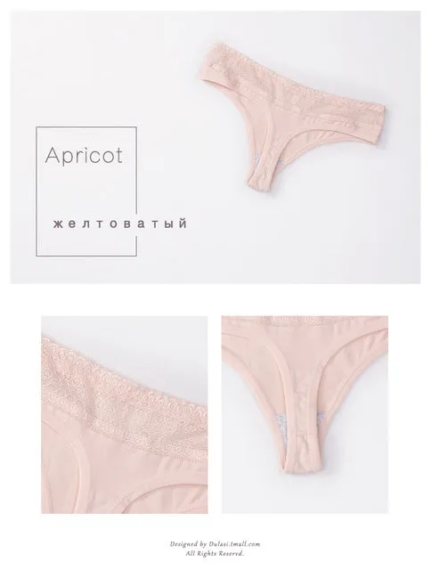 Sexy Women Cotton G String Thongs Panties Ladies' Seamless Female Underwear Lace Thong Briefs Low Waist T-back