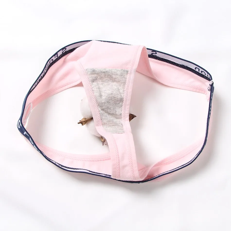 Sexy Women's Low-Rise G-String Cotton Thong With Letter Pattern