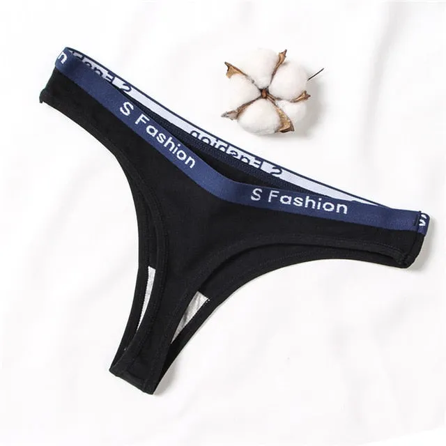 Sexy Women's Low-Rise G-String Cotton Thong With Letter Pattern