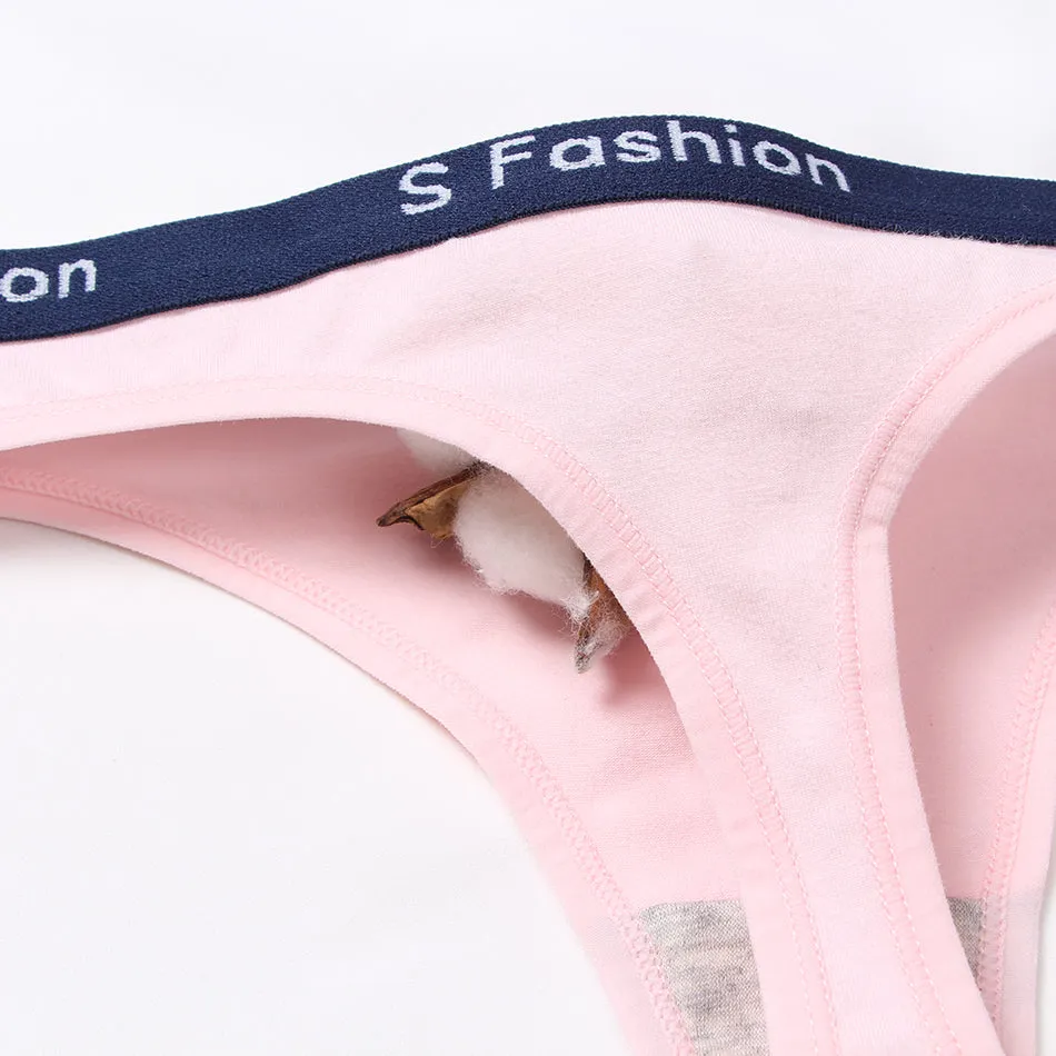 Sexy Women's Low-Rise G-String Cotton Thong With Letter Pattern