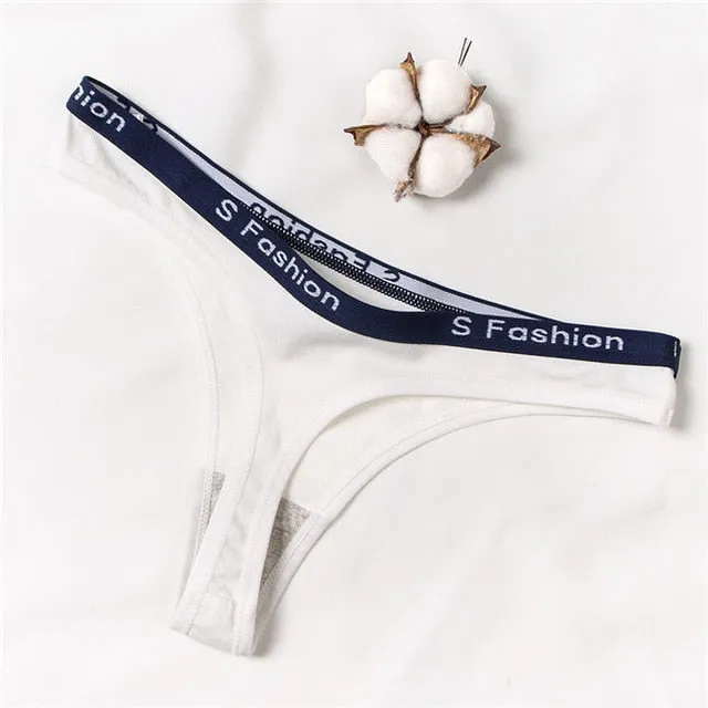 Sexy Women's Low-Rise G-String Cotton Thong With Letter Pattern