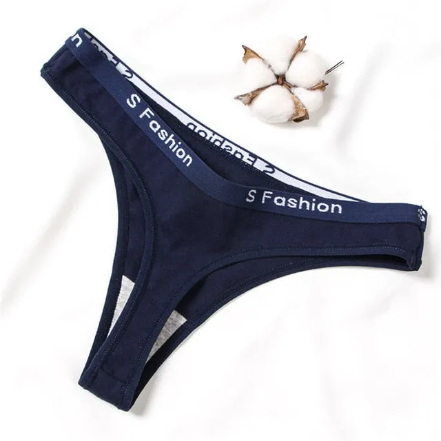 Sexy Women's Low-Rise G-String Cotton Thong With Letter Pattern