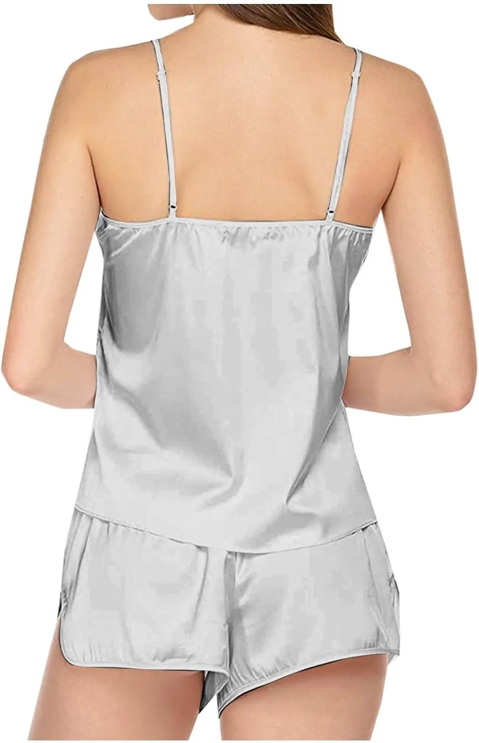 SHAOBGE 2 PC Silk Pajamas for Women 2024 Fall Casual Sexy Sleepwear Plus Size Soft Loungwear Lingerie Fashion Cami Pjs Set