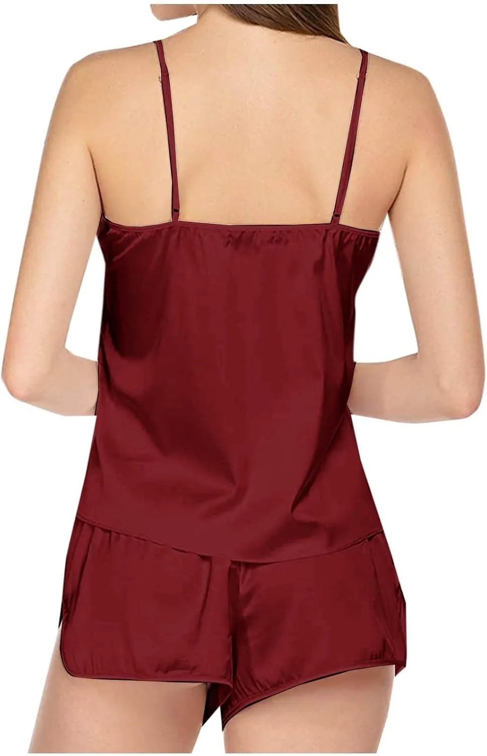 SHAOBGE 2 PC Silk Pajamas for Women 2024 Fall Casual Sexy Sleepwear Plus Size Soft Loungwear Lingerie Fashion Cami Pjs Set