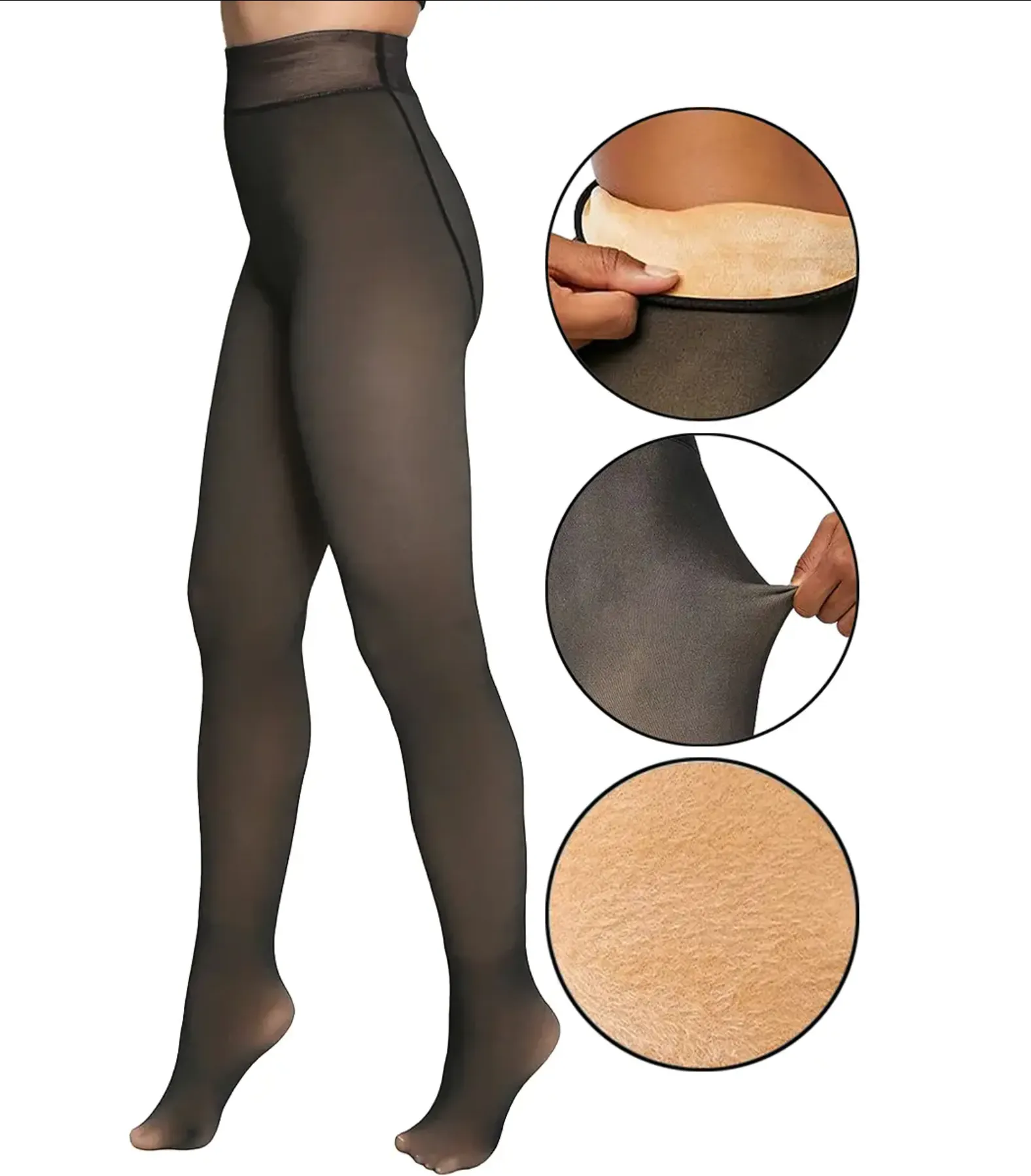 Sheer Fleece Lined Pantyhose Tights